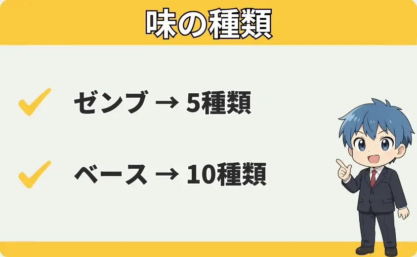味の種類を比較